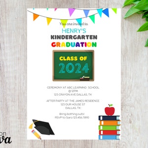 Preschool Graduation | Kindergarten Graduation | Pre-K Graduation Invitation Editable Template