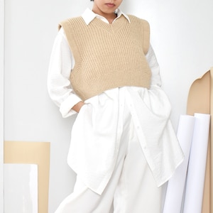 Knitting Cropped Vest Pattern: Easy Shaker Rib Knit (PDF Pattern)