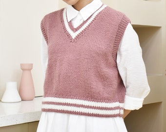 Knitting cropped vest pattern, Knitting sweater sweater, Easy knit vest pattern, Beginner knitting vest, Oversized sweater knit pattern