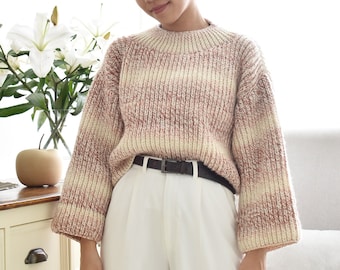 Knitting sweater pattern, Oversized knit sweater, Chunky knit sweater pattern, Knitting pullover sweater, Easy cozy sweater pattern