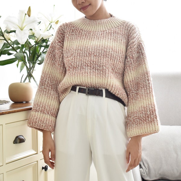 Knitting sweater pattern, Oversized knit sweater, Chunky knit sweater pattern, Knitting pullover sweater, Easy cozy sweater pattern