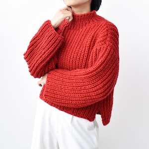 Chunky knitting sweater pattern, Knit jumper pattern, Easy jumper knitting pattern, Oversize sweater pattern, Beginner knitting sweater