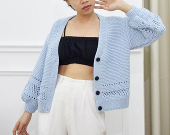 Knitting cardigan pattern, Easy cardigan knitting pattern, Summer cardigan pattern, Easy knit sweater pattern, Oversized cardigan pattern