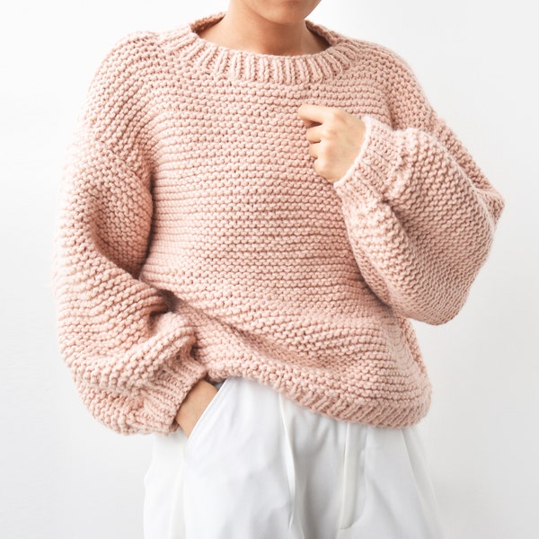 Chunky Knit Sweater Pattern: Easy Beginner Oversize Pullover (PDF Pattern)