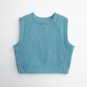 Crochet ribbed vest pattern, Crochet sweater pattern, Easy crochet vest pattern, Star stitch pullover, Modern crochet vest pattern image 1