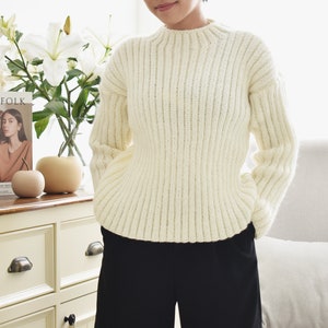 Easy knitting sweater pattern, Knit sweater pattern, Easy sweater knitting pattern, Oversize sweater pattern, Beginner knitting pullover