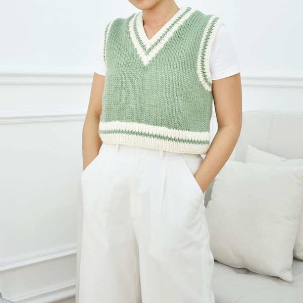 Modèle de gilet à tricoter épais, pull gilet facile à tricoter, modèle de gilet facile à tricoter, pull gilet à tricoter pour débutant et modèle de haut à tricoter