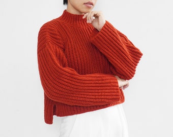 Crochet sweater pattern, Easy crochet sweater pattern, Chunky sweater pattern, Side split sweater, Modern cozy pullover, Easy crochet jumper
