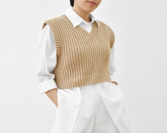 Crochet cropped vest pattern, Crochet sweater pattern, Easy crochet vest pattern, Easy crochet pullover, Modern crochet vest pattern