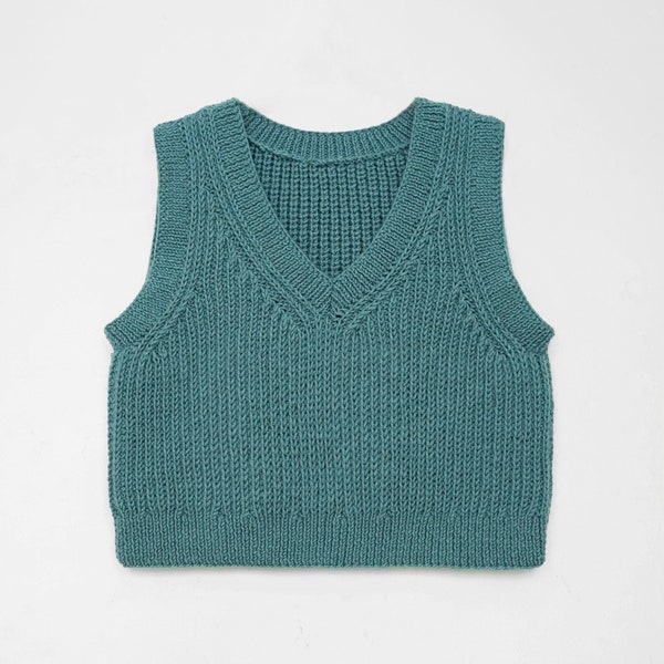 Knitting ribbed vest pattern, Knitting V-neck vest sweater, Timeless vest pattern, Knit vest sweater, Top knitting pattern, Bottom up vest