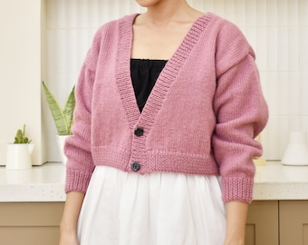 Knitting cardigan pattern, Cropped cardigan knitting pattern, Modern cardigan pattern, Easy sweater pattern, Sweater knitting pattern