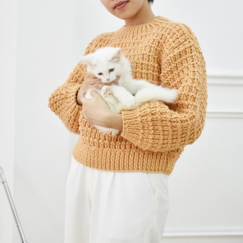 Chunky Knitting Sweater Pattern Easy Knit Sweater Pattern Etsy