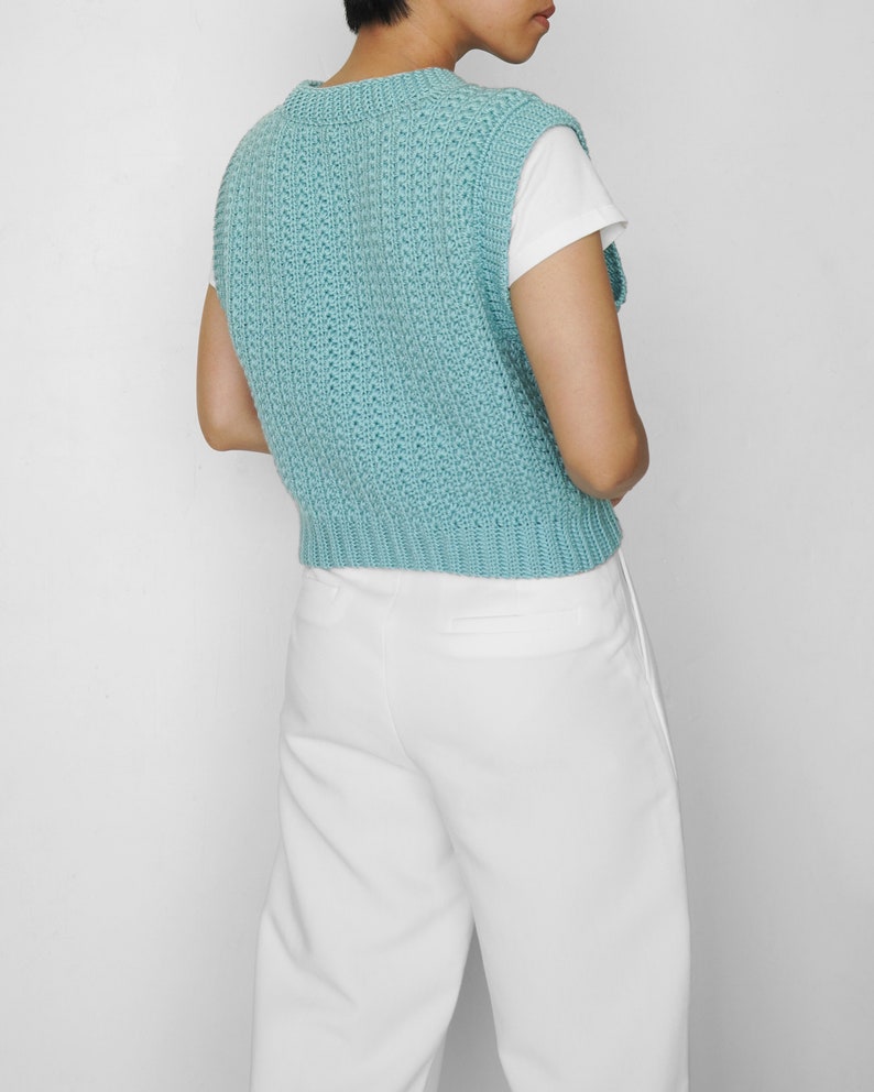 Crochet ribbed vest pattern, Crochet sweater pattern, Easy crochet vest pattern, Star stitch pullover, Modern crochet vest pattern image 5