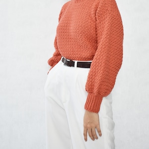 Crochet sweater pattern, Easy crochet sweater pattern, Balloon sleeve sweater, Modern crochet pullover, Crochet cozy cardigan pattern image 3