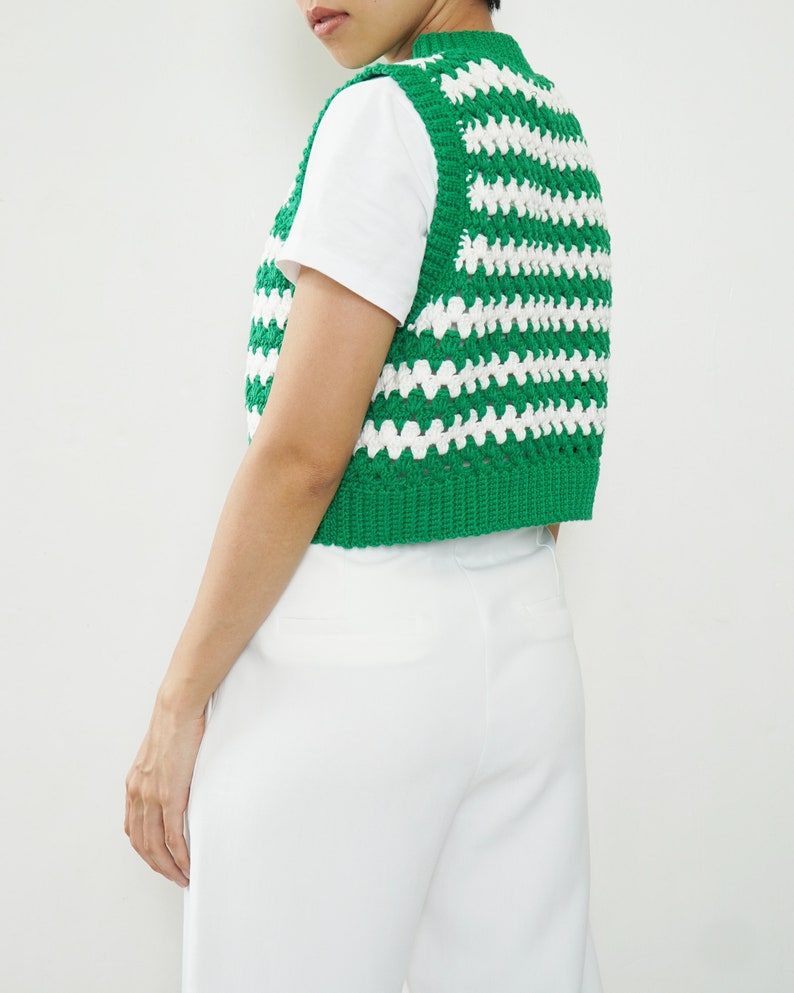 Modern crochet vest pattern, Striped vest pattern, Crochet granny sweater pattern, Easy crochet vest pattern, Crochet modern pullover image 6