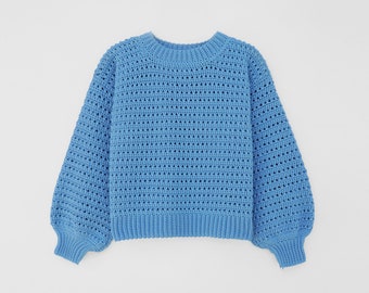 Modèle de pull au crochet, modèle de pull en dentelle au crochet, pull facile au crochet, modèle de pull oversize, pull au crochet confortable