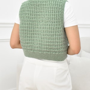 Knitting vest pattern, Easy knitting vest sweater, Easy knit vest pattern, Beginner knitting vest sweater, Top knitting pattern image 4