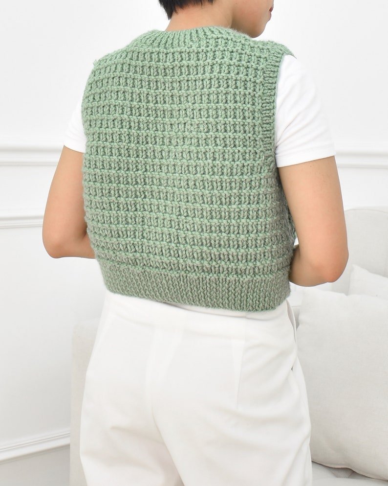 Knitting vest pattern, Easy knitting vest sweater, Easy knit vest pattern, Beginner knitting vest sweater, Top knitting pattern image 4