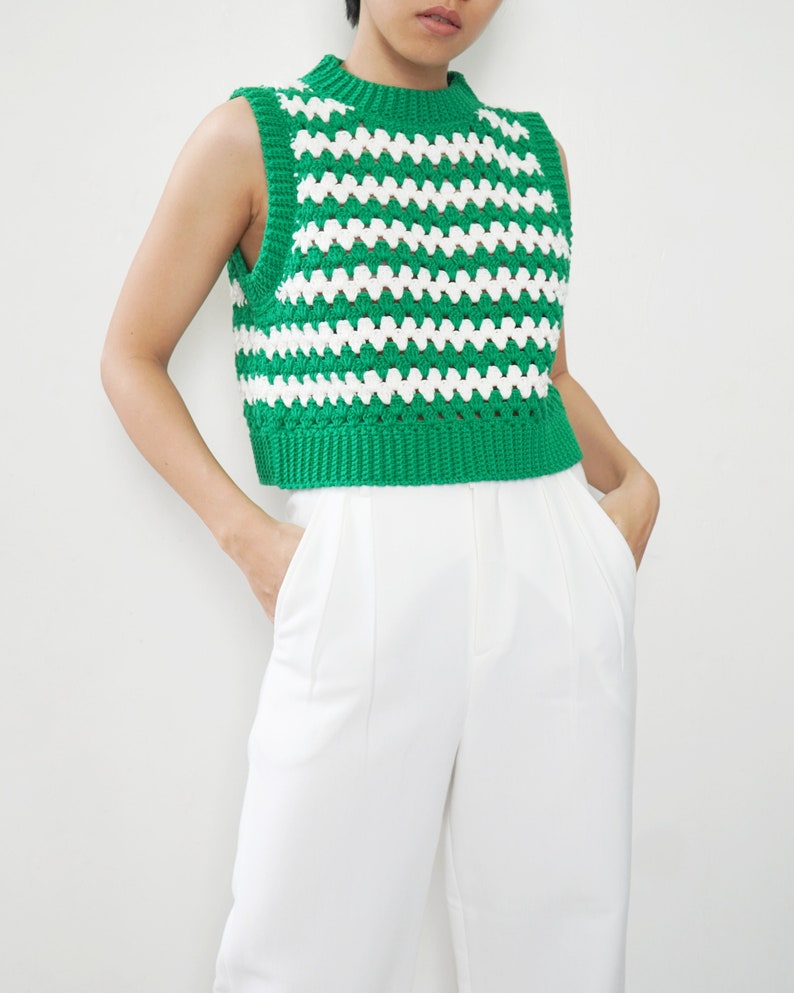 Modern crochet vest pattern, Striped vest pattern, Crochet granny sweater pattern, Easy crochet vest pattern, Crochet modern pullover image 1