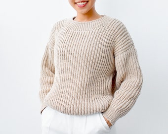 Knitting sweater pattern, Knitting pullover sweater, Easy knit sweater pattern, Oversized sweater knitting pattern, Chunky sweater pattern