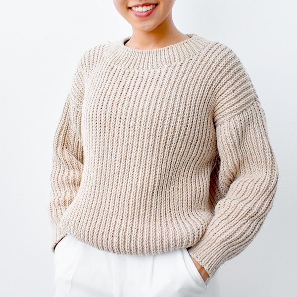 Knitting sweater pattern, Knitting pullover sweater, Easy knit sweater pattern, Oversized sweater knitting pattern, Chunky sweater pattern