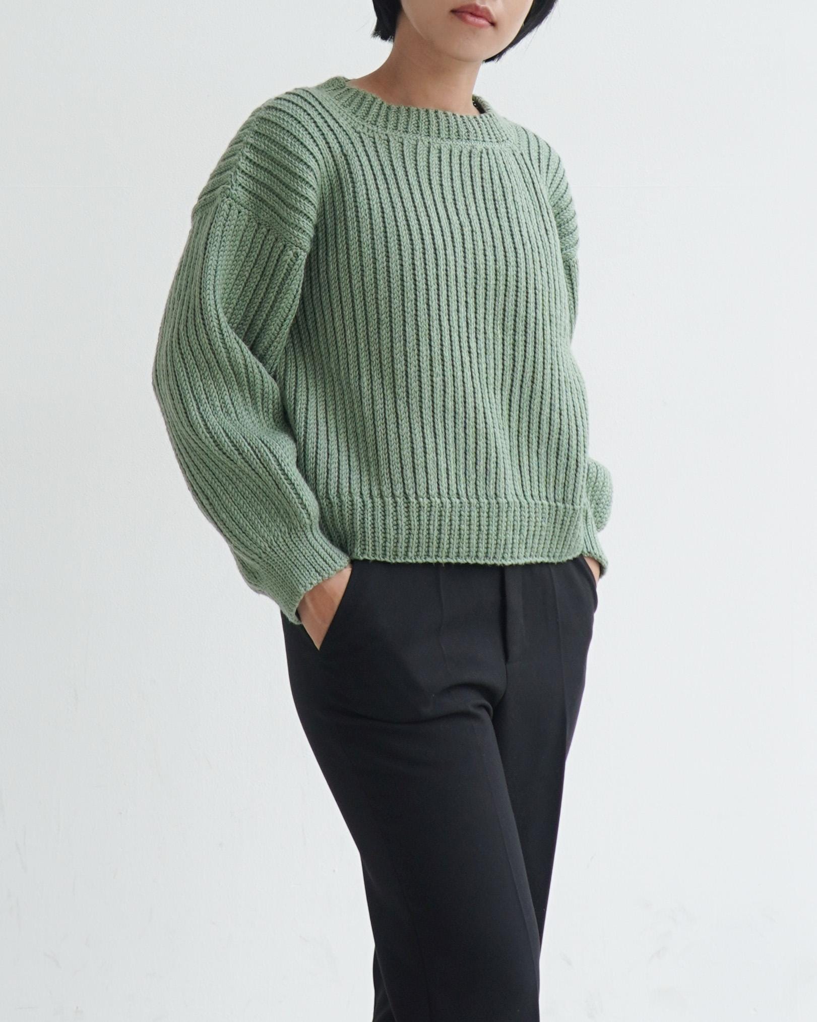 Crochet 2x2 Ribbed Sweater Pattern, Easy Crewneck Pullover 