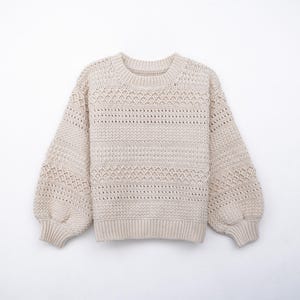 Crochet sweater pattern, Easy crochet sweater pattern, Modern pullover pattern, Balloon sleeves sweater, Timeless sweater, Crochet cardigan
