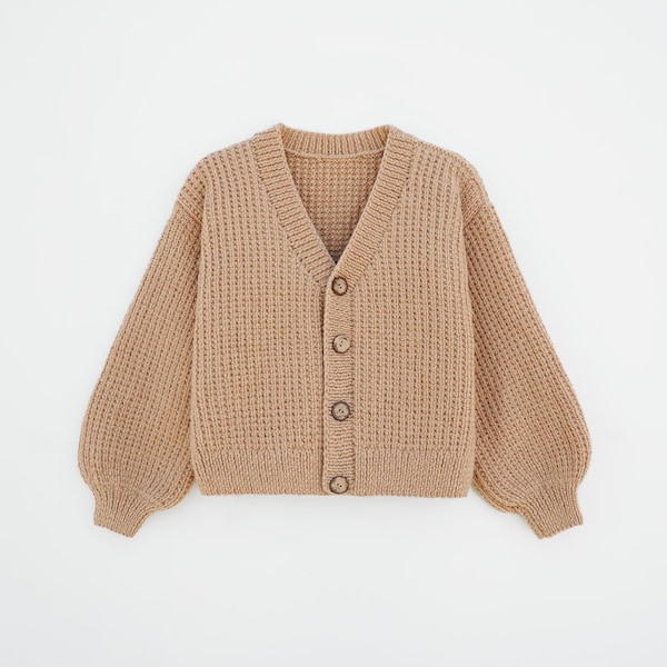 V-Neck Cardigan Knitting Pattern: Easy Knit Pattern (English)