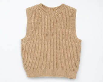Knitting ribbed vest pattern, Easy knitting vest sweater, Timeless vest pattern, Beginner knitting vest sweater, Top knitting pattern