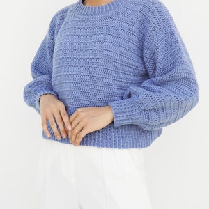 Easy crochet sweater pattern, Beginner crochet pattern, Women's Crochet Sweater, Modern crochet pullover, Crochet cozy cardigan pattern image 3