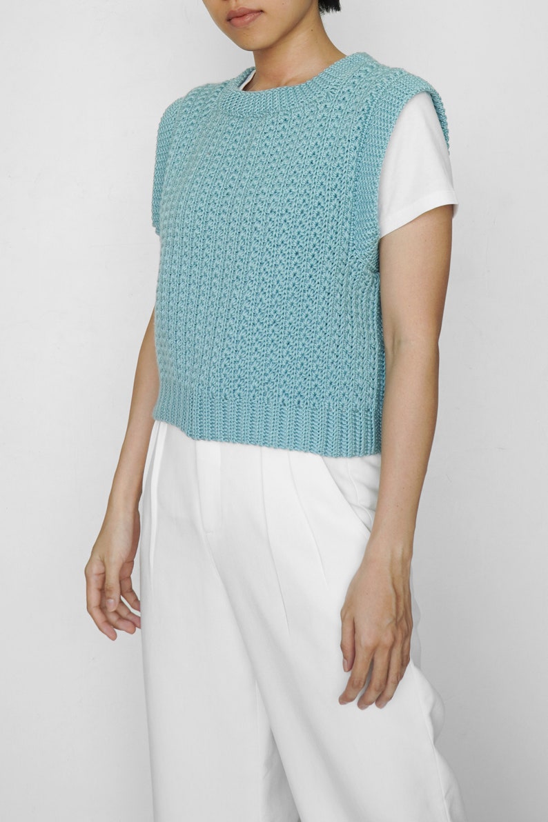Crochet ribbed vest pattern, Crochet sweater pattern, Easy crochet vest pattern, Star stitch pullover, Modern crochet vest pattern image 2