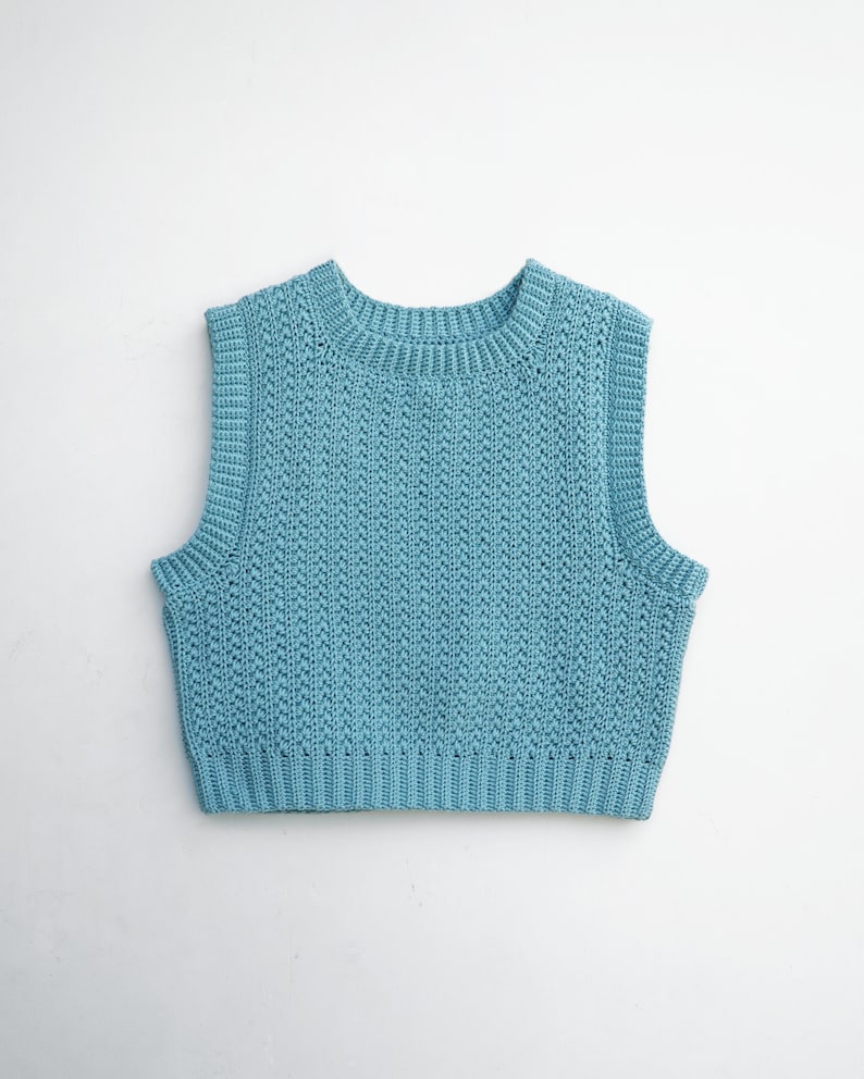 Crochet ribbed vest pattern, Crochet sweater pattern, Easy crochet vest pattern, Star stitch pullover, Modern crochet vest pattern image 1