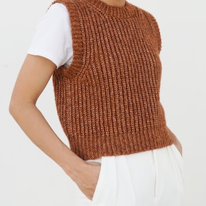 Crochet ribbed vest pattern, Crochet sweater pattern, Easy crochet vest pattern, Crochet ribbed pullover, Modern crochet vest pattern image 2