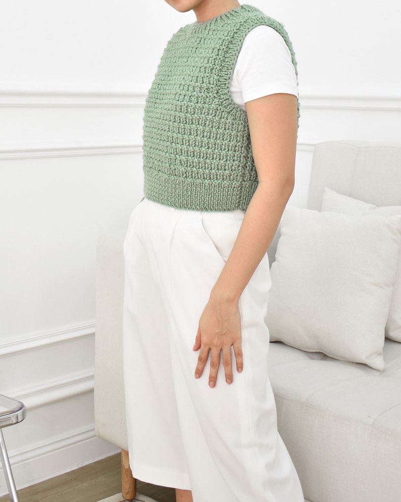 Knitting vest pattern, Easy knitting vest sweater, Easy knit vest pattern, Beginner knitting vest sweater, Top knitting pattern image 2