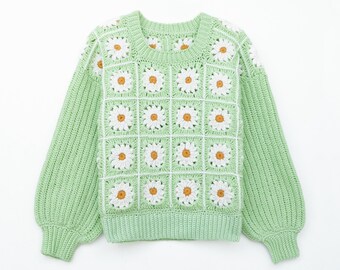 Crochet Granny Square Sweater Pattern: Easy Crewneck Pullover (PDF)