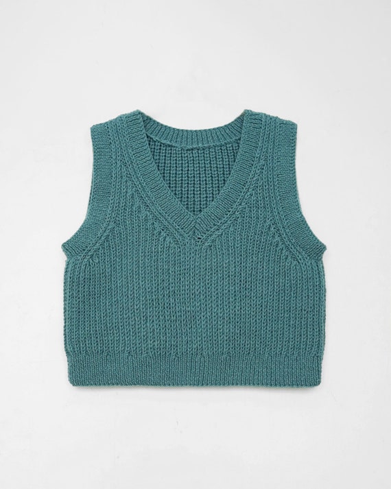 Knitting Ribbed Vest Pattern, Knitting V-neck Vest Sweater