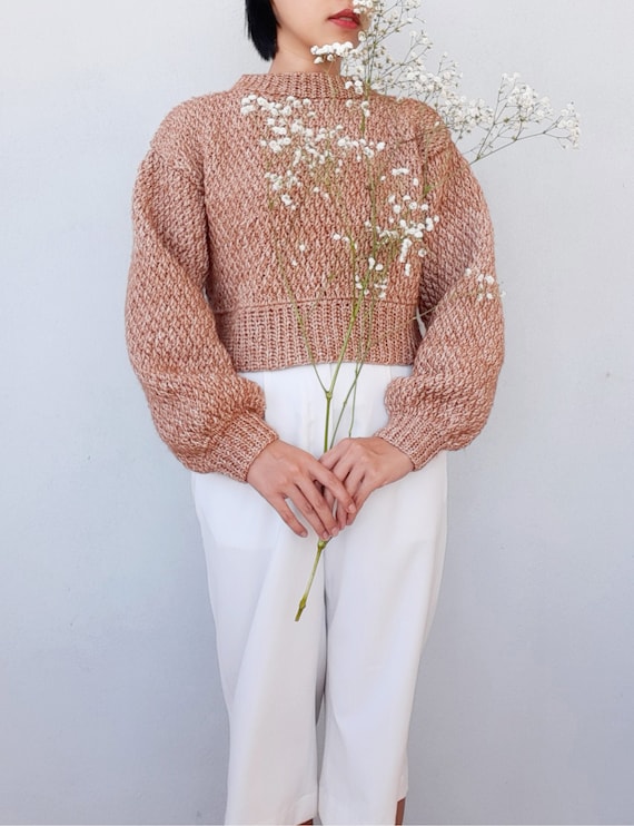 Crochet Cropped Pullover Pattern: Easy Oversize Sweater (PDF Pattern)