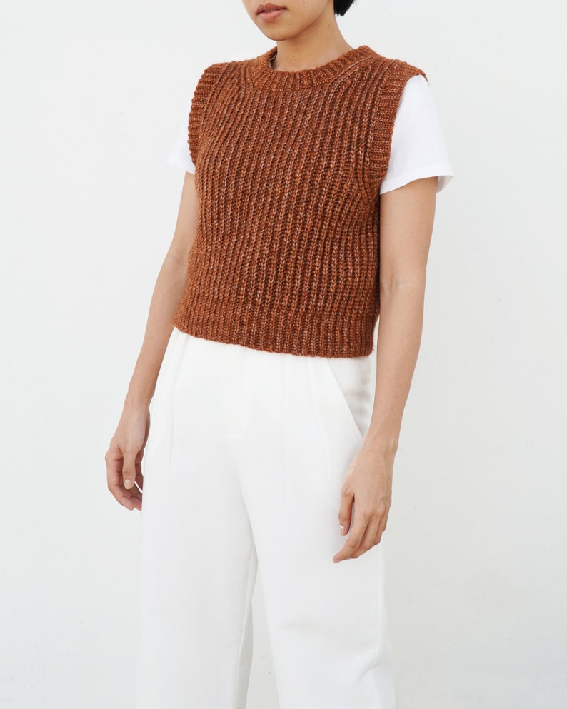 Crochet ribbed vest pattern, Crochet sweater pattern, Easy crochet vest pattern, Crochet ribbed pullover, Modern crochet vest pattern image 3