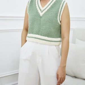 Chunky knitting vest pattern, Easy knitting vest sweater, Easy knit vest pattern, Beginner knitting vest sweater, Top knitting pattern image 6