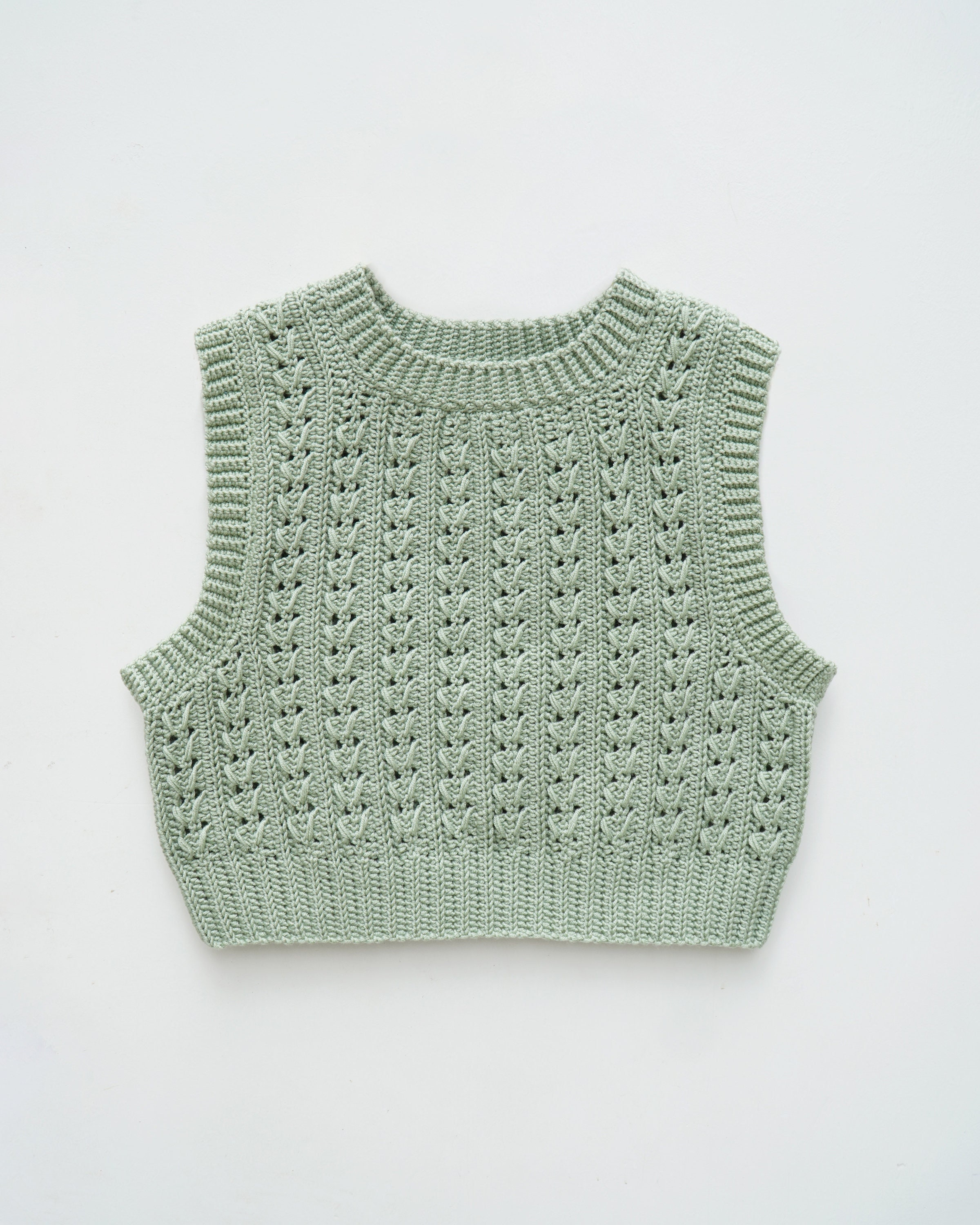 新品タグ付　MEDI SHELL MOTIF CROCHET KNIT VEST Crochet-effect cotton vest Black/beige/natural | Replay Jeans