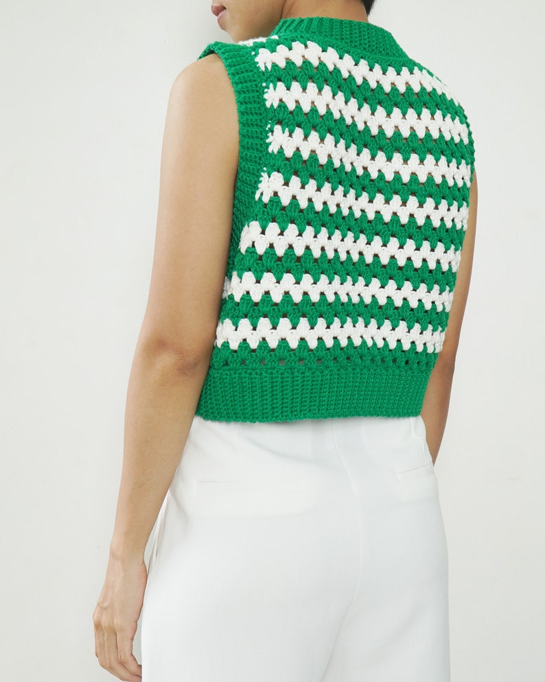Modern crochet vest pattern, Striped vest pattern, Crochet granny sweater pattern, Easy crochet vest pattern, Crochet modern pullover image 4