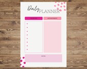 Daily Planner editable canva printable, pink planner, printable daily planner, cute planner, to do list, girly day planner, day planner