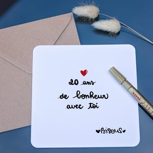 Carte anniversaire couple “ 20 ans de bonheur avec toi ”  – Anniversaire couple - mari - femme - concubin - mariage
