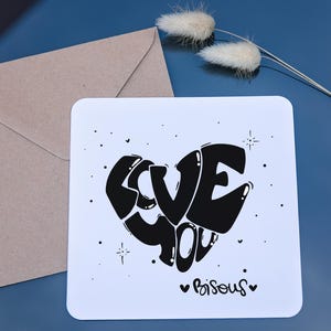 "LOVE YOU"-kaart – Milieuvriendelijk papier + kraft envelop inbegrepen