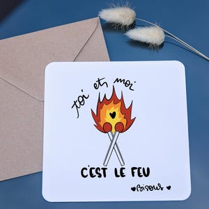 Cartão de casal “Você e eu somos fogo” - diga eu te amo - combinação perfeita - Papel ecológico + envelope kraft incluso