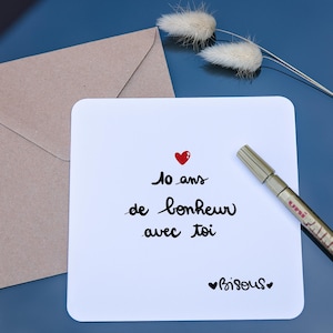 Carte anniversaire couple “ 10 ans de bonheur avec toi ”  – Anniversaire couple - mari - femme - concubin - mariage