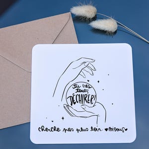 Carte “Tu vas tout déchirer” – carte de soutien, encouragement, illustration femme voyante boule de cristal qui lit l'avenir