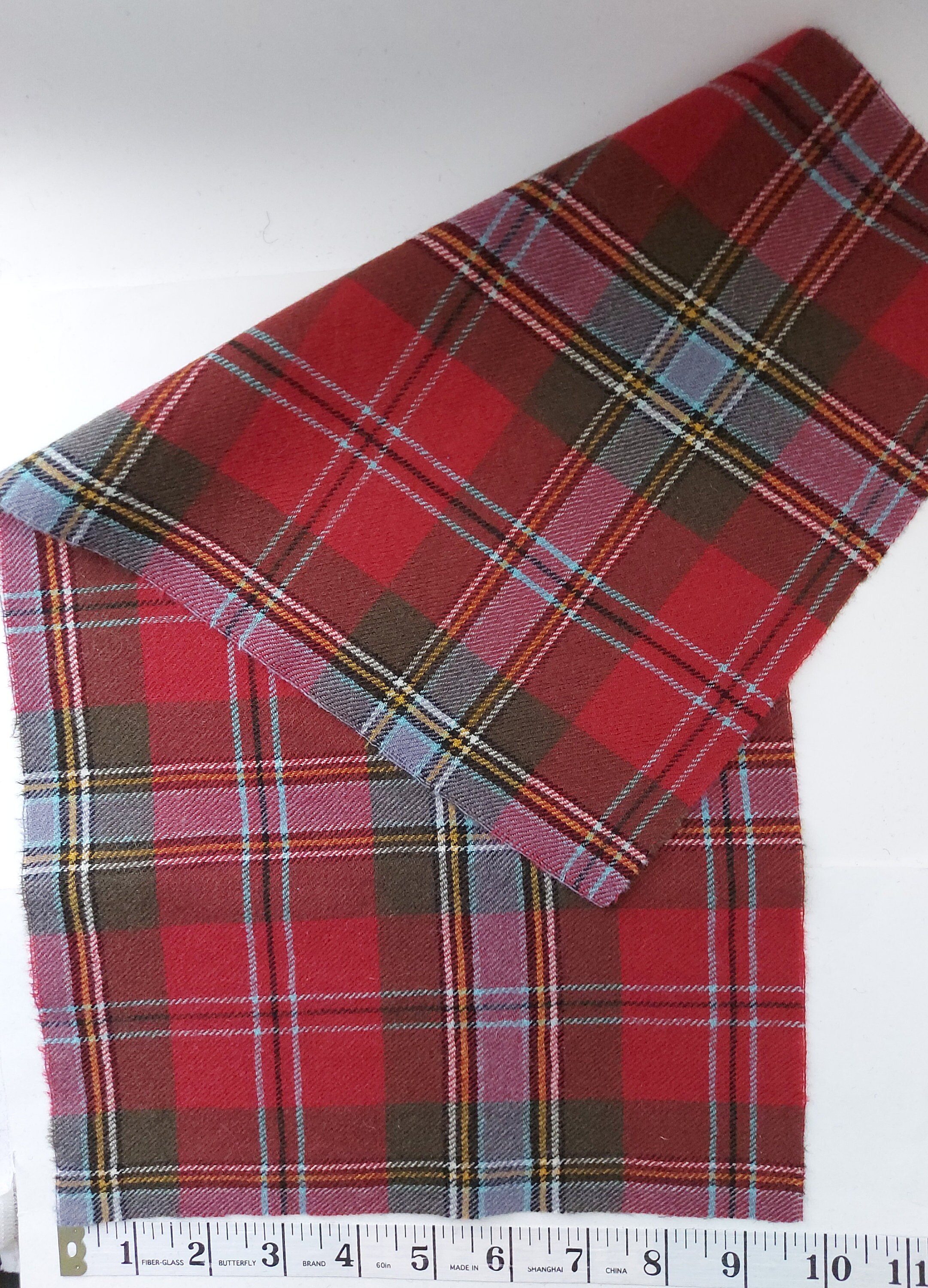 Red Wool Patterned Fabric. Washed & fulled. Ready to use in Etsy