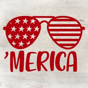 America &#39;Merica, Sunglasses, American Flag, I Love the USA, Proud American, United States of America, I Love US, Home Wall Art, Vinyl Decals