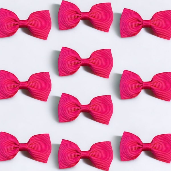 Hot Pink Hair Bows Clips Slides Accessories Straight 2.7 inch Vibrant Colour School Uniform - 10 pack